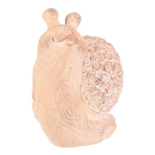 Šnek - figurka z magnesia, vzor květin, vel. L, imitace dřeva