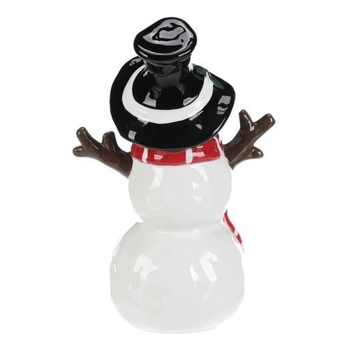 Sněhulák s kloboukem a šálou - keramická figurka, vel. M