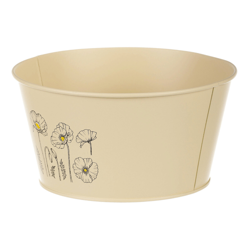 Obal kovový - nízký, motiv kvetoucího máku, žlutý