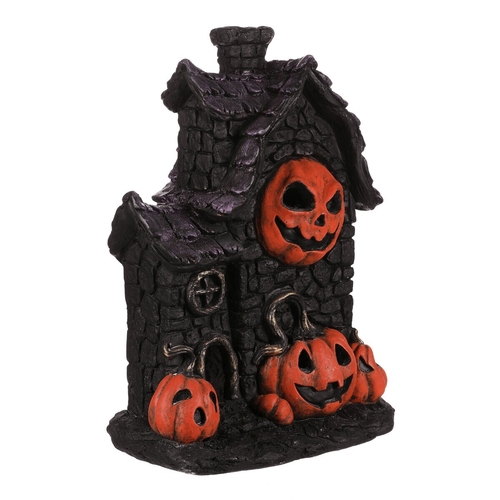 Domeček z magnesia - Halloween, LED osvětl., černý s dýněmi