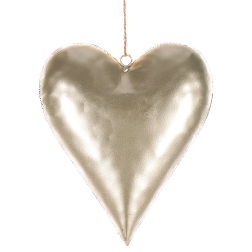 Srdce kovové - závěsná ozdoba, barva krémová