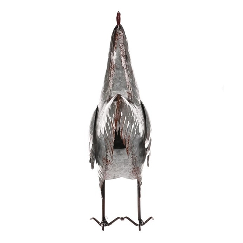 Kohout - kovová dekorace, barva stříbrná