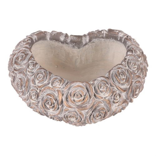 Obal na květiny - srdce s růžemi, beton, antracitově šedý