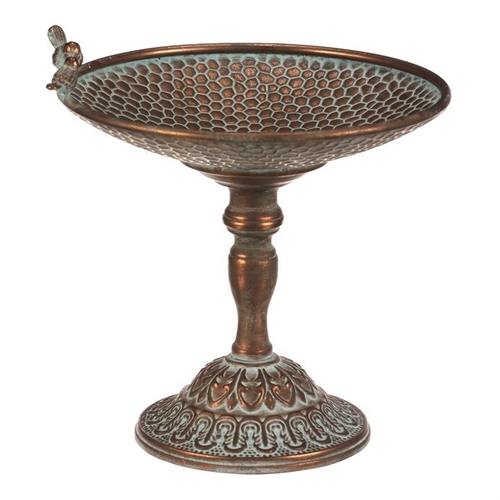 Stojan kovový - 29 cm, aranžovací, s ptáčky, měděný