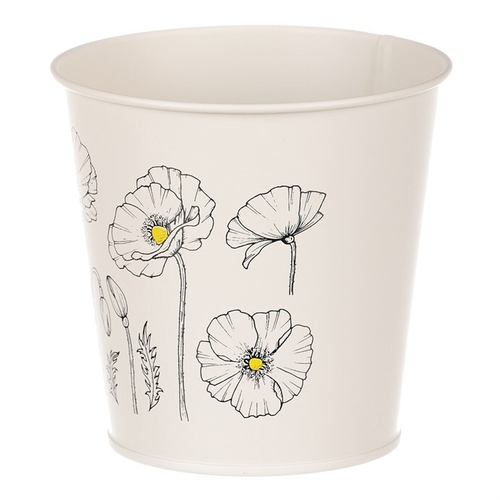 Obal kovový - kulatý s kvetoucím mákem, barva krémová