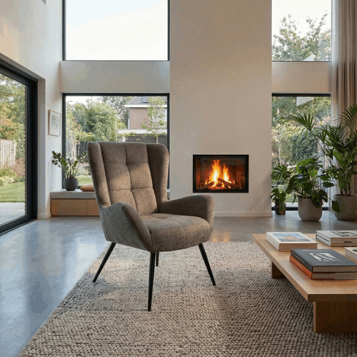 Křeslo ušák, šedá, látka, AK-H9206 GREY2