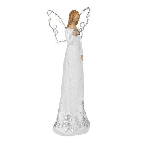 Anděl se svítícími křídly - polyresin, LED osvětl., bílý