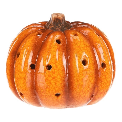 Dýně s otvory - keramika, LED osvětlení, žlutá