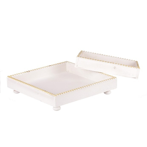 Tác dřevěný - tvar čtverec, bílý, cena za sadu 2 ks