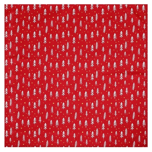 Ubrus červený - vánoční vzor, 100% polyester, 80 x 80 cm
