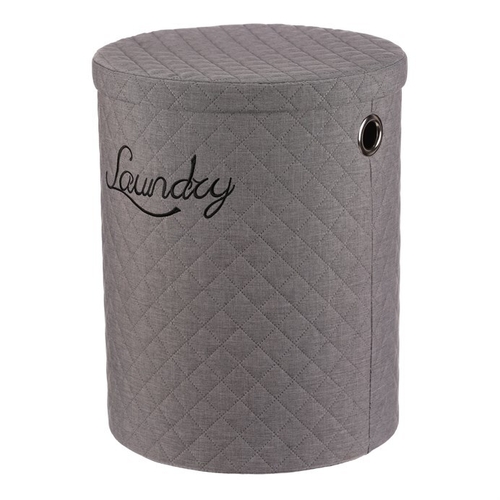 Koš prádelní - látka, kulatý, šedý, cena za sadu 5 ks