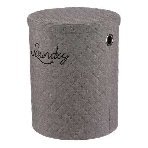 Koš prádelní - látka, kulatý, šedý, cena za sadu 5 ks