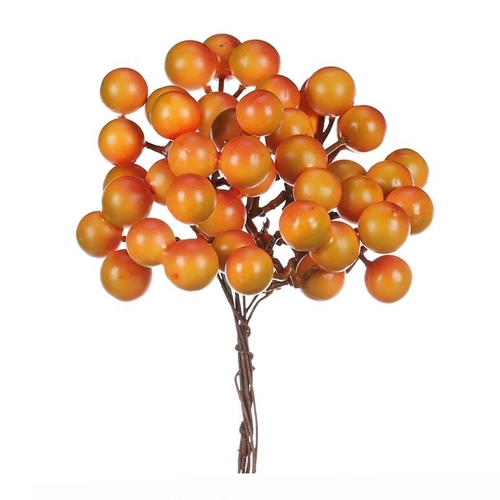 Bobule na drátku - barva oranžová, cena za balení (24 ks)