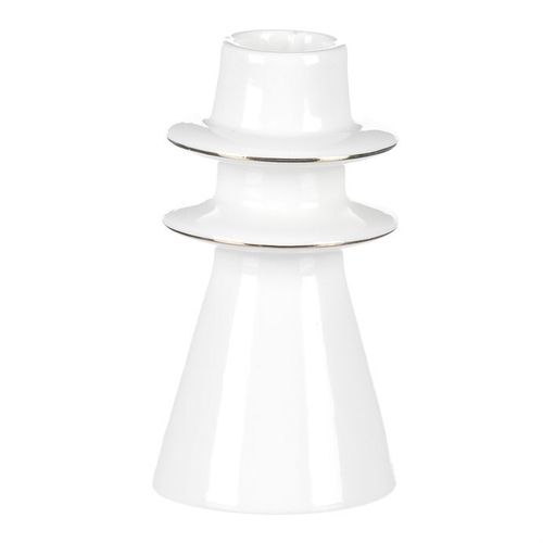 Svícen na kónickou svíčku - porcelán, vysoký, bílý