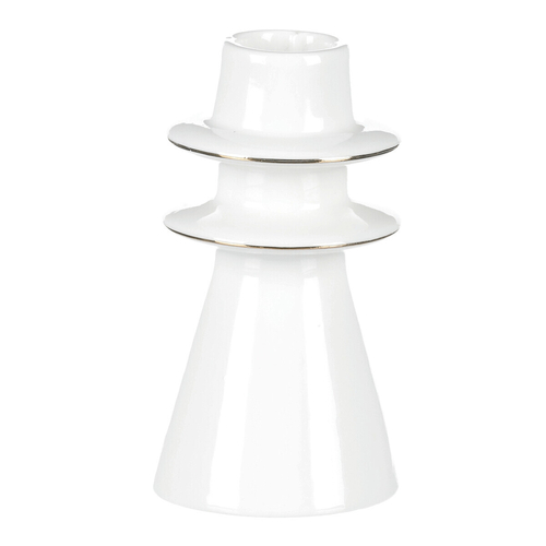 Svícen na kónickou svíčku - porcelán, vysoký, bílý