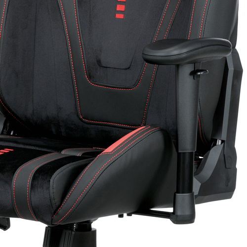 Herní křeslo, houpací mechanismus, černá látka, KA-F07 RED