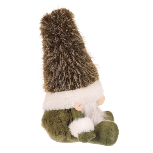 Skřítek - látková figurka, sedící, bílo-zelená