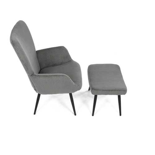Relaxační křeslo, šedá, manšestrová látka, AK-L7285 GREY6