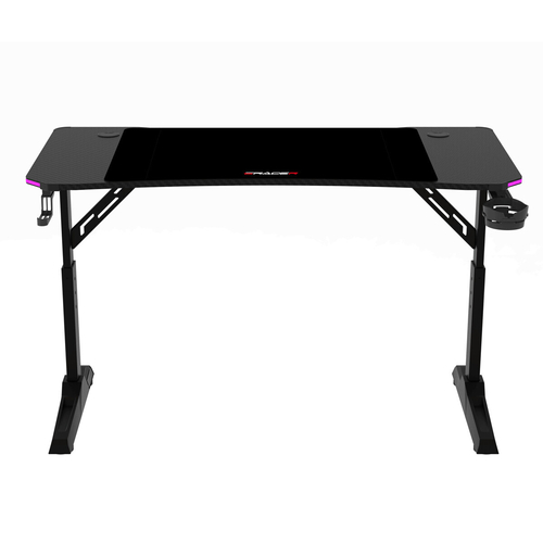 Pevný herní stůl 120x60cm, RGB LED, výběr výšky, melamin, carbon, LT-H1212 BK