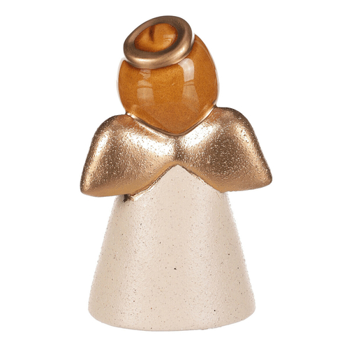 Anděl - keramická figurka, krémová se zlatými křídly