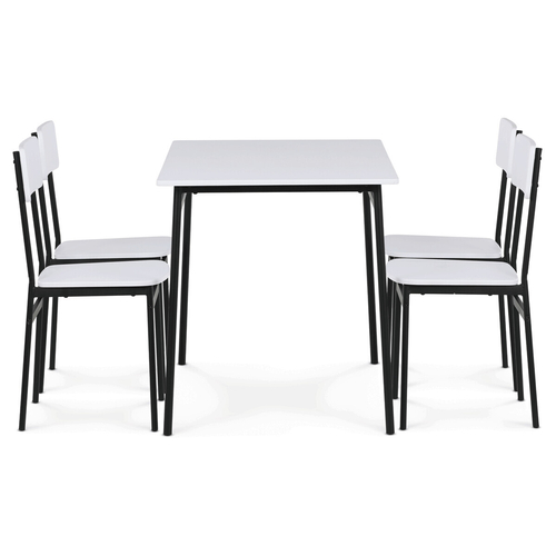 Jídelní set s 4 židlemi, 110x70x76cm, mdf, bílá, AUT-O2155 WT