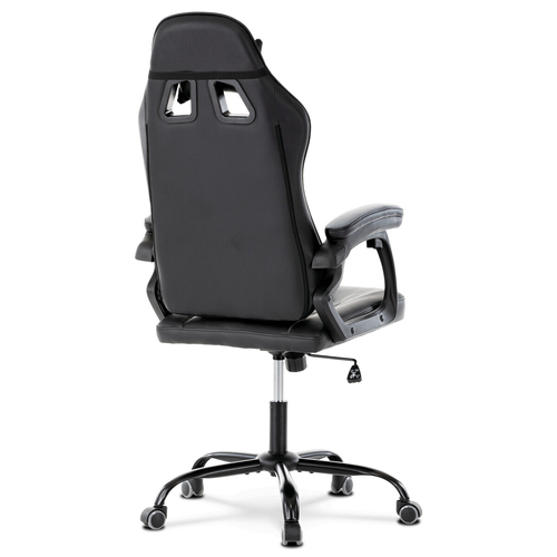 Herní křeslo, houpací mechanismus, šedá ekokůže, KA-L626 GREY