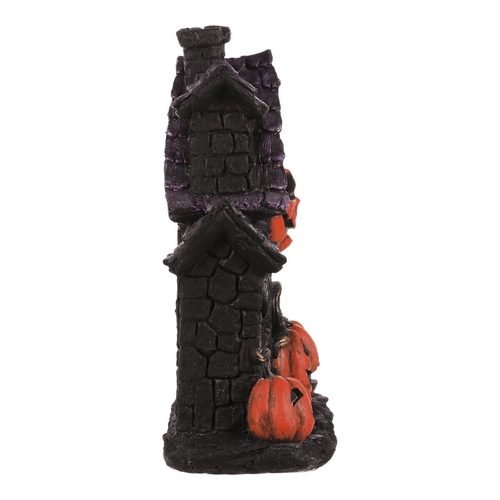 Domeček z magnesia - Halloween, LED osvětl., černý s dýněmi