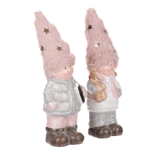 Děti s čepicí - keramické figurky, mix 2, cena za 1 ks