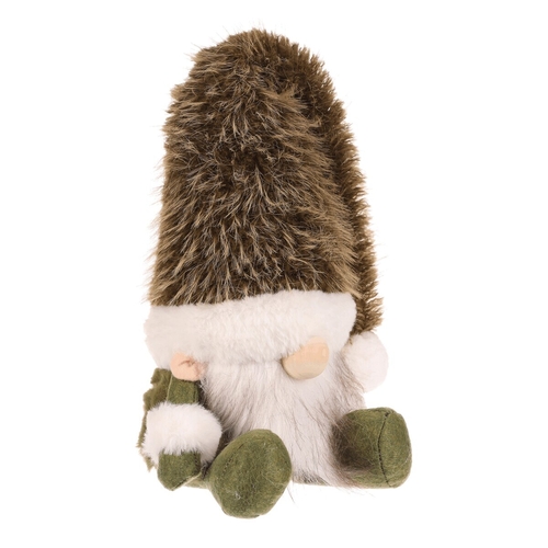 Skřítek - látková figurka, sedící, bílo-zelená