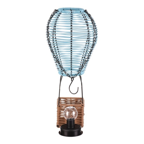 Lucerna - umělý ratan a kov, balón, LED osvětl, vel. L, modro-hnědá