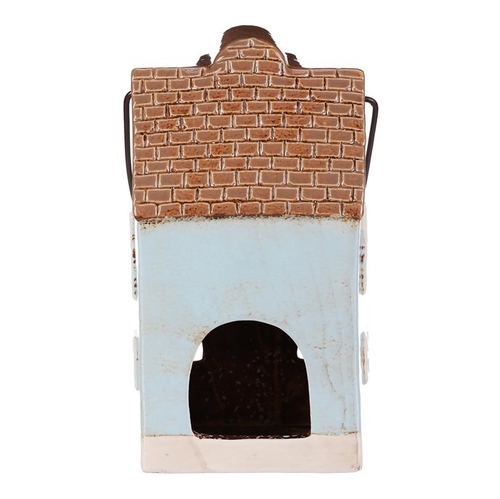 Domeček keramický - na čajovou svíčku, světle modrý