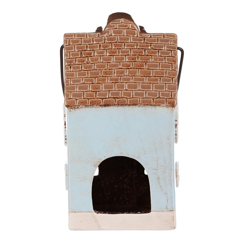 Domeček keramický - na čajovou svíčku, světle modrý