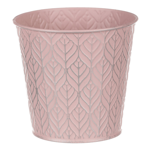 Obal kovový - kulatý, stříbrný vzor, barva růžová