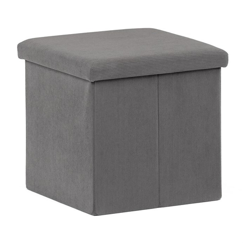 Taburet s úložným prostorem, šedá, manšestrová látka, TAB-471 GREY6