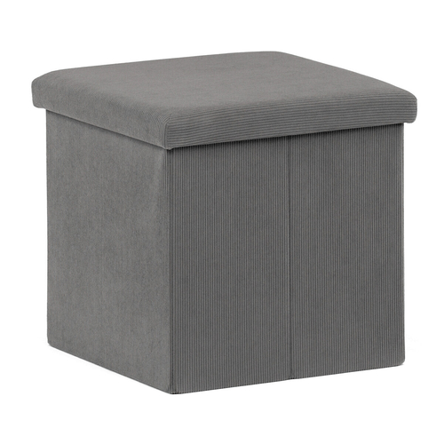 Taburet s úložným prostorem, šedá, manšestrová látka, TAB-471 GREY6