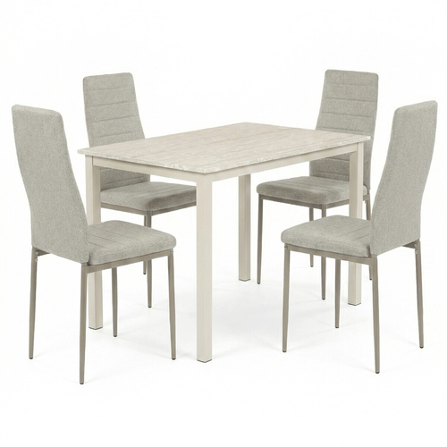 Jídelní set s 4 židlemi, 110x70x75cm, mdf, travertin, ASE-1039 CRM2