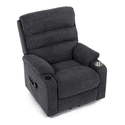 Polohovací křeslo, elektrické kabelové ovládání, šedá, látka, TV-S8348 GREY2