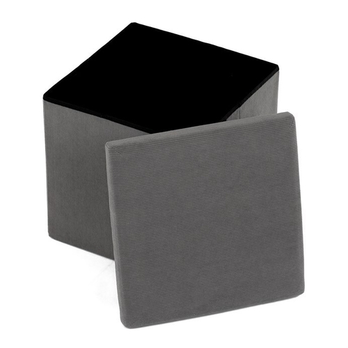 Taburet s úložným prostorem, šedá, manšestrová látka, TAB-471 GREY6