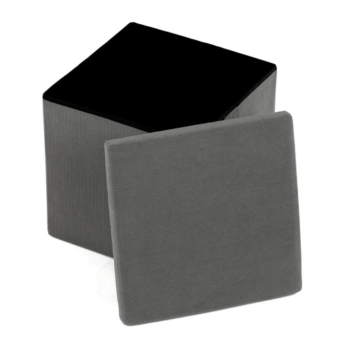 Taburet s úložným prostorem, šedá, manšestrová látka, TAB-471 GREY6