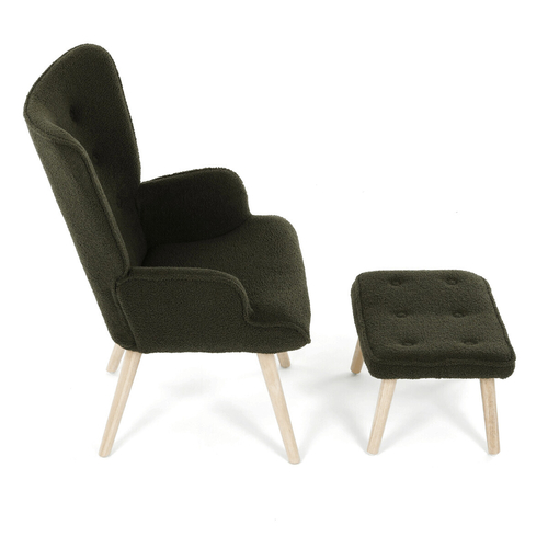 Relaxační křeslo, zelená, látka bouclé, AK-319 GRN2