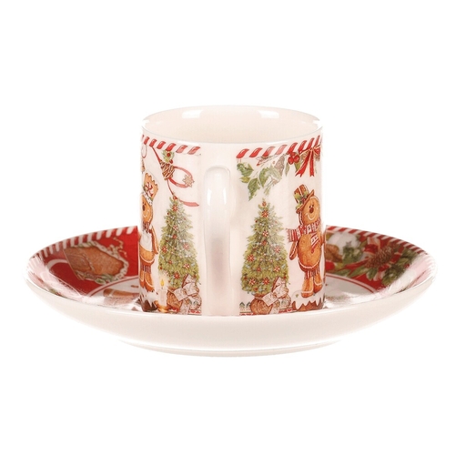 Hrnečky s podšálky - porcelán, dárkový set po 2 kusech, vánoční