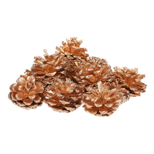 Šišky - pravé borovicové, zlaté, cena za balení (12 ks)