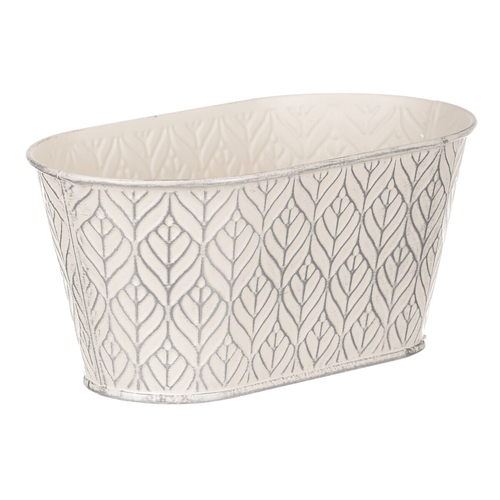 Obal kovový - truhlík, stříbrný vzor, barva krémová