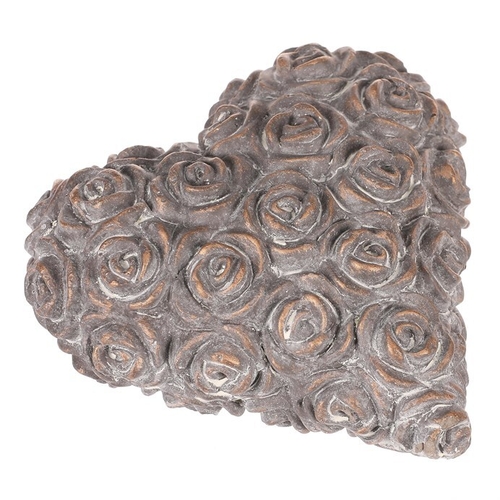 Srdce s růžemi - betonové, antracitově šedé