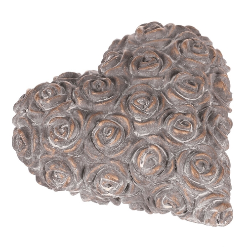 Srdce s růžemi - betonové, antracitově šedé