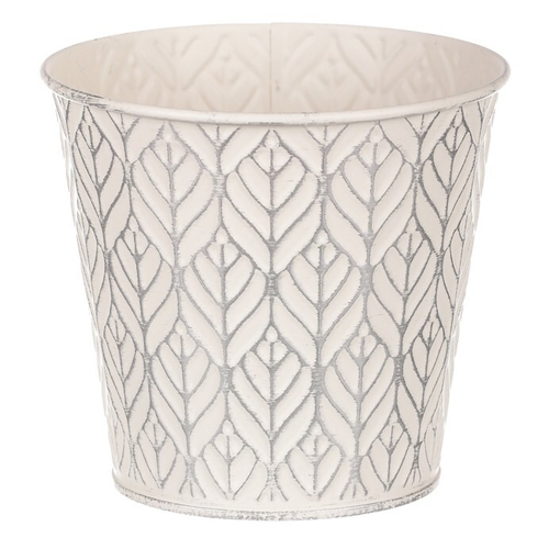 Obal kovový - kulatý, stříbrný vzor, barva krémová