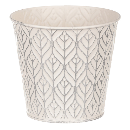 Obal kovový - kulatý, stříbrný vzor, barva krémová