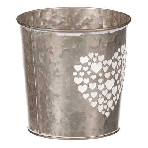 Obal z kovu na květiny, v  tmavě krémové barvě se srdcem