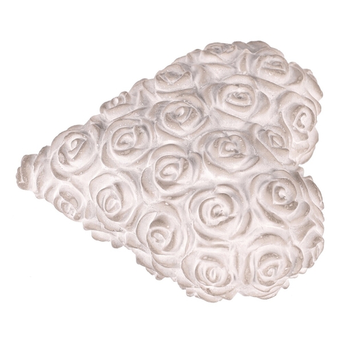 Srdce s růžemi - betonové, šedé