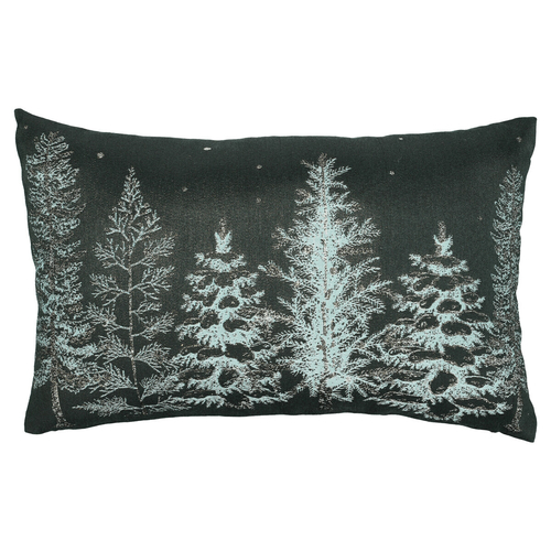 Polštář s výplní - zasněžené stromy, polyester a bavlna, 50 x 30 cm